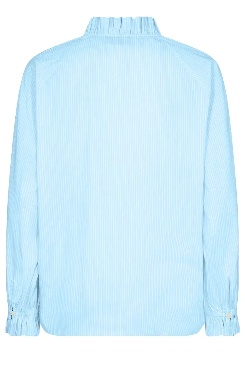 Amelia Stripe Blouse | Clear Sky | Bluse fra Mos Mosh