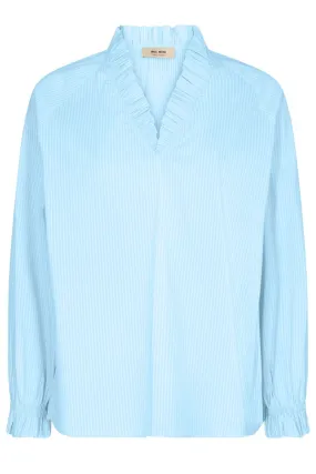 Amelia Stripe Blouse | Clear Sky | Bluse fra Mos Mosh