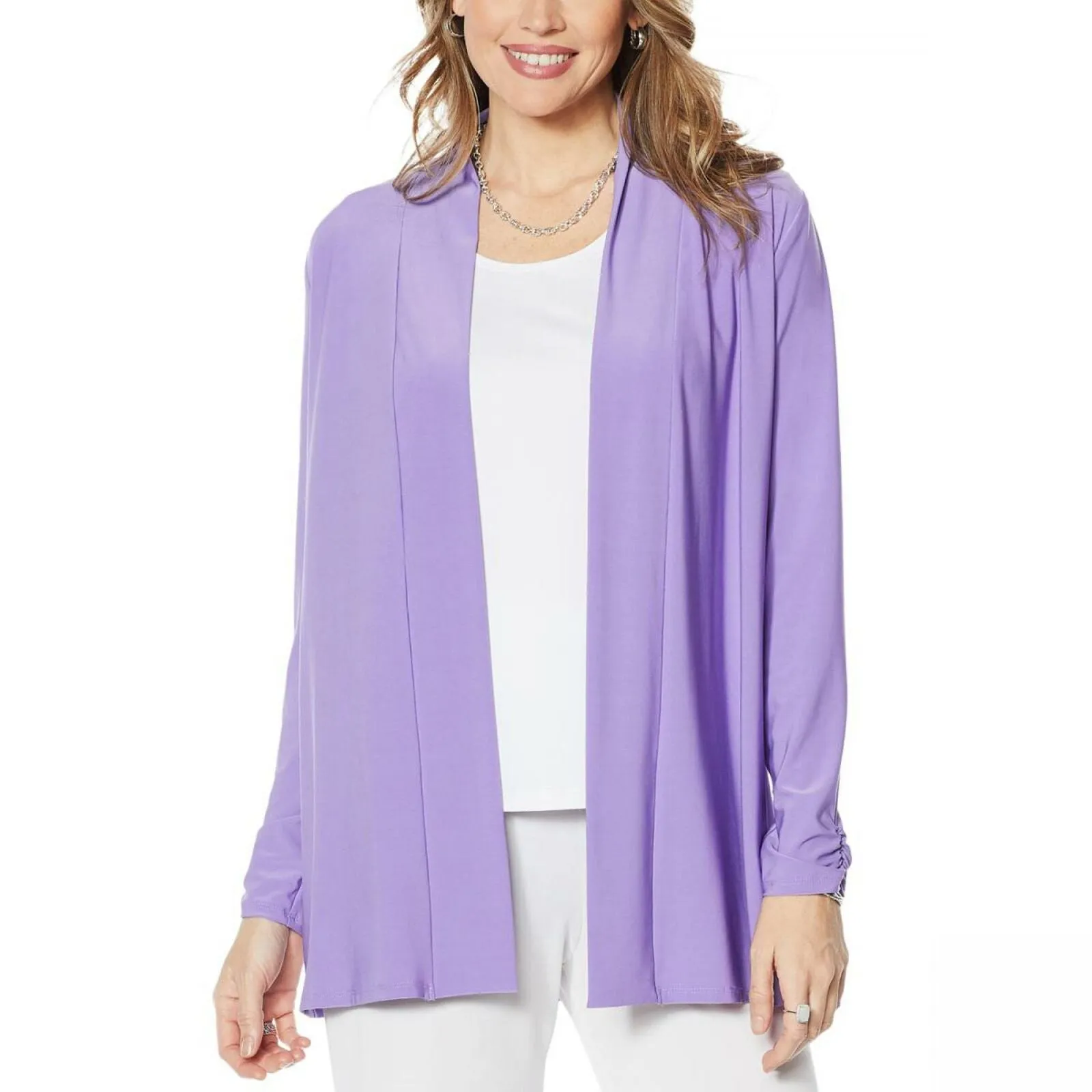 Antthony Women's Plus Size Long Sleeve Flowy Jersey Knit Cardigan