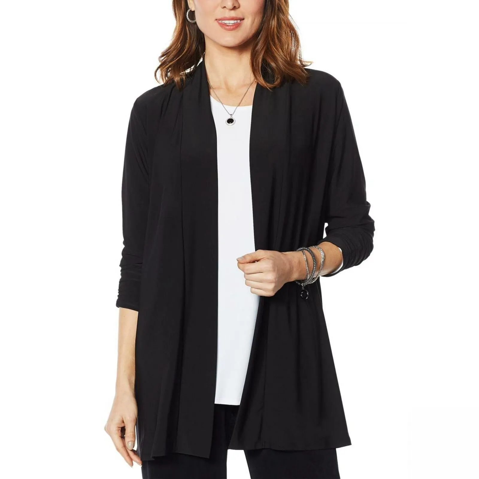 Antthony Women's Plus Size Long Sleeve Flowy Jersey Knit Cardigan