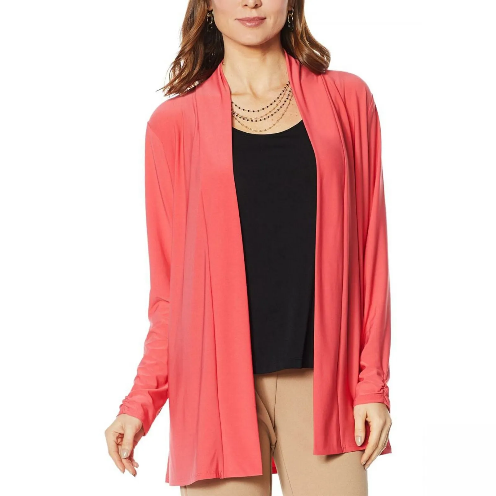 Antthony Women's Plus Size Long Sleeve Flowy Jersey Knit Cardigan