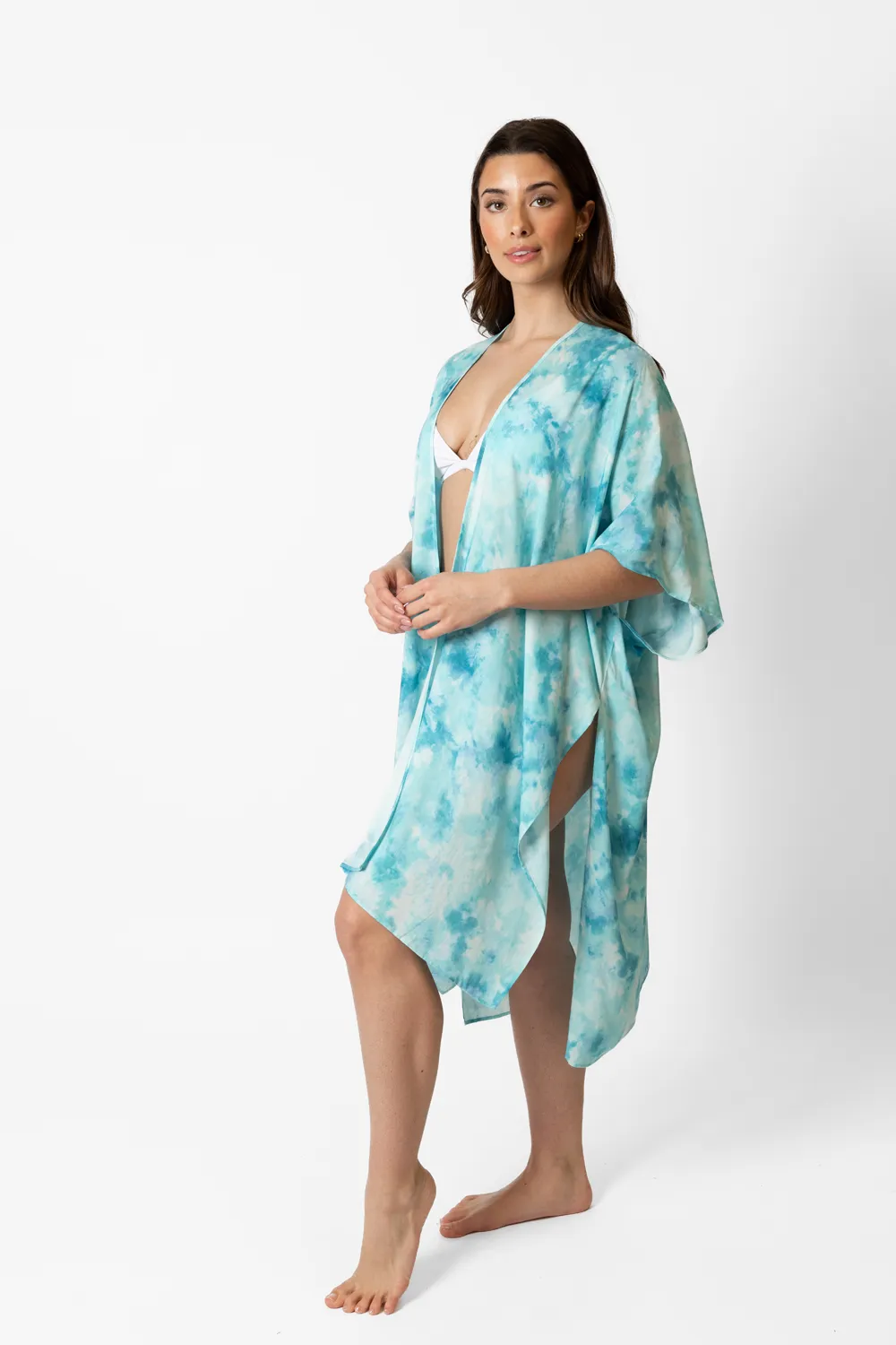 Aquarelle Tie Dye Printed Beach Kimono