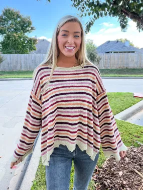 Autumn Sunset Distessed Soft Sweater