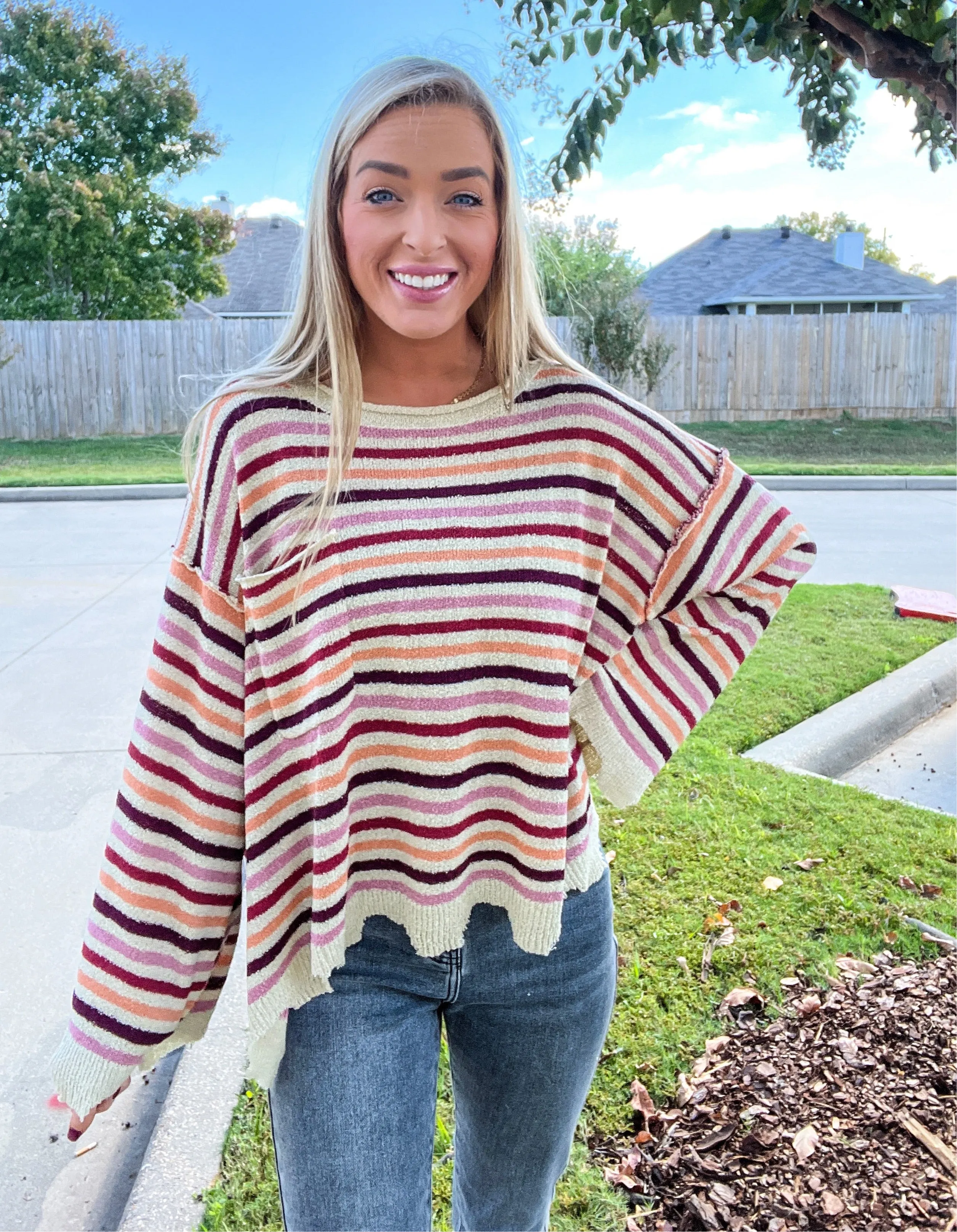 Autumn Sunset Distessed Soft Sweater