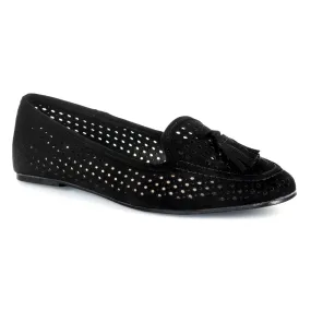 Black Perforated Microfiber Loafer