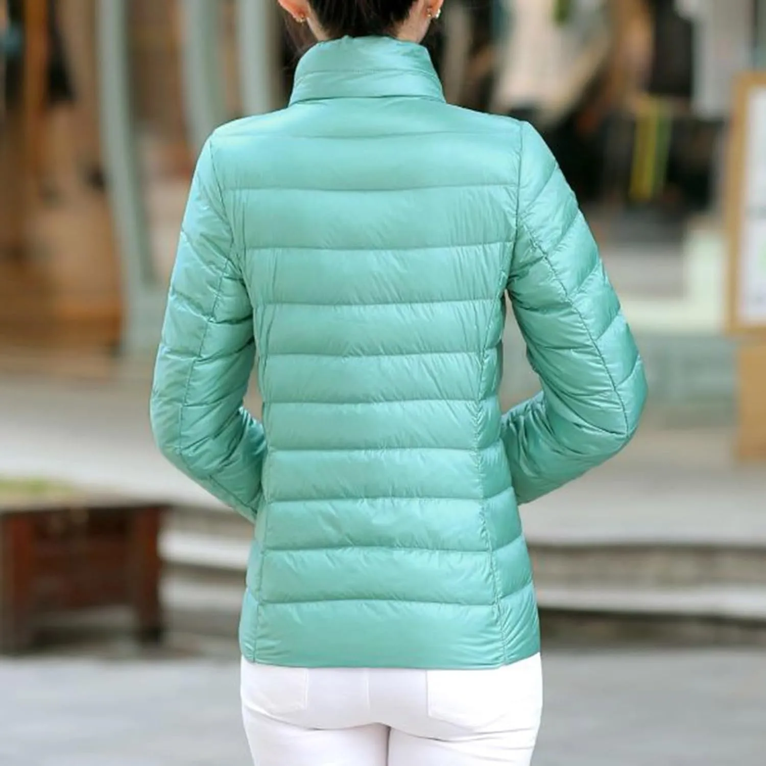 BOXIACEY Women's Puffer Jacket - Packable, Lightweight Down Jacket with Stand Collar, Quilted, Pockets