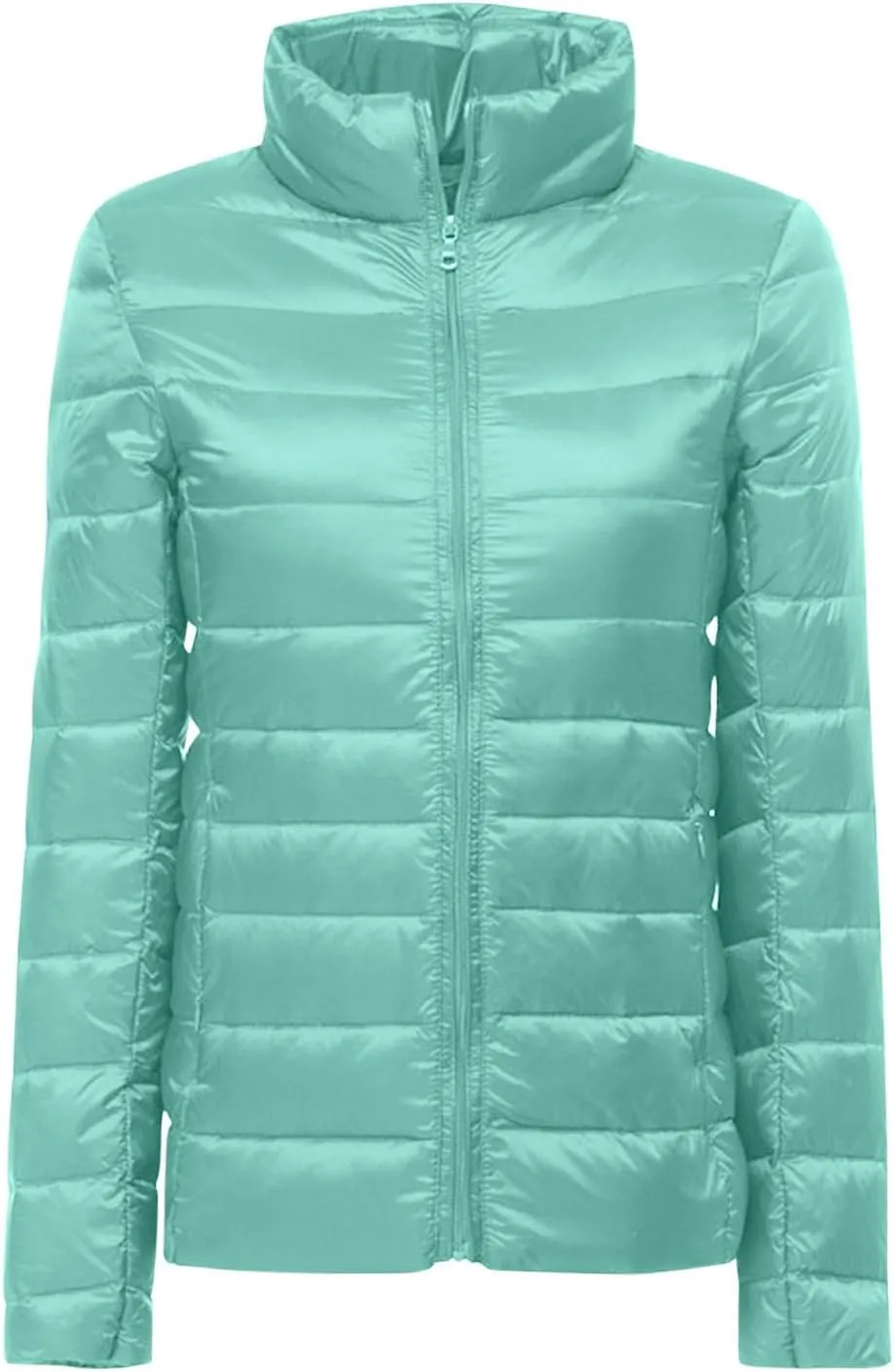 BOXIACEY Women's Puffer Jacket - Packable, Lightweight Down Jacket with Stand Collar, Quilted, Pockets