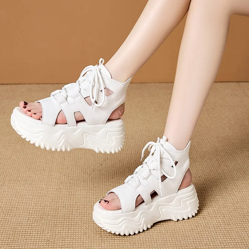 Breathable Leather Platform Sandals