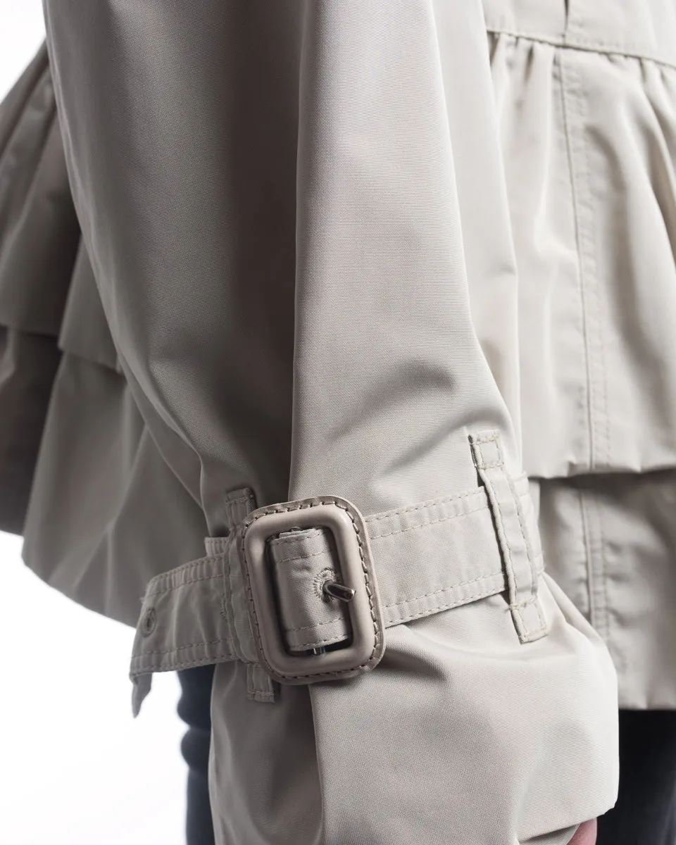 Burberry London Beige Short Ruffle Belted Trench Coat Jacket - 8