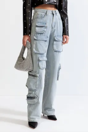 Cargo Jeans with Pockets - Blue