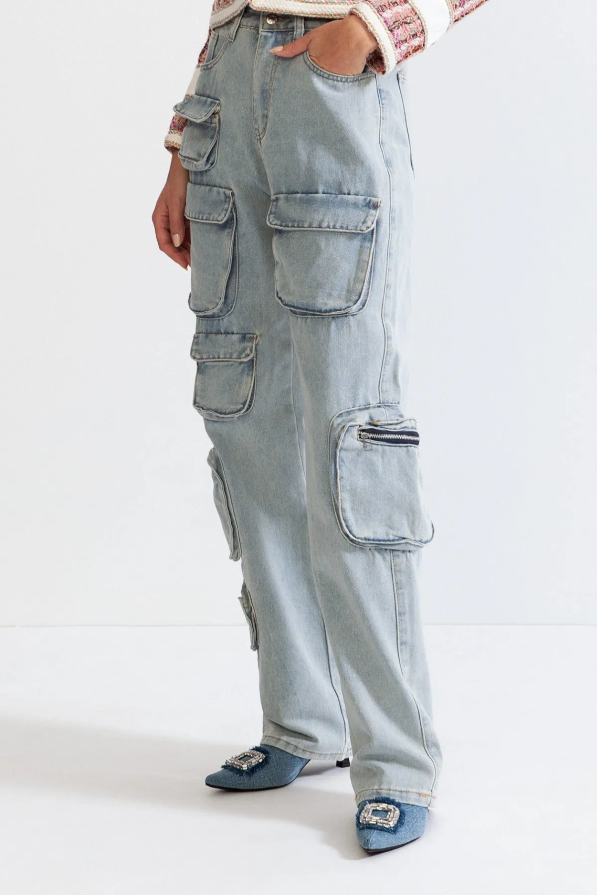 Cargo Jeans with Pockets - Blue