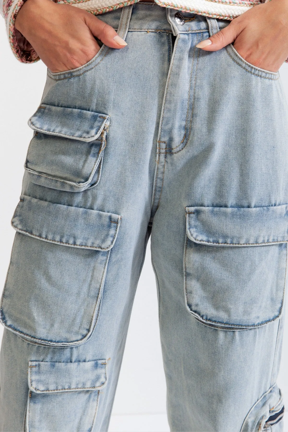 Cargo Jeans with Pockets - Blue