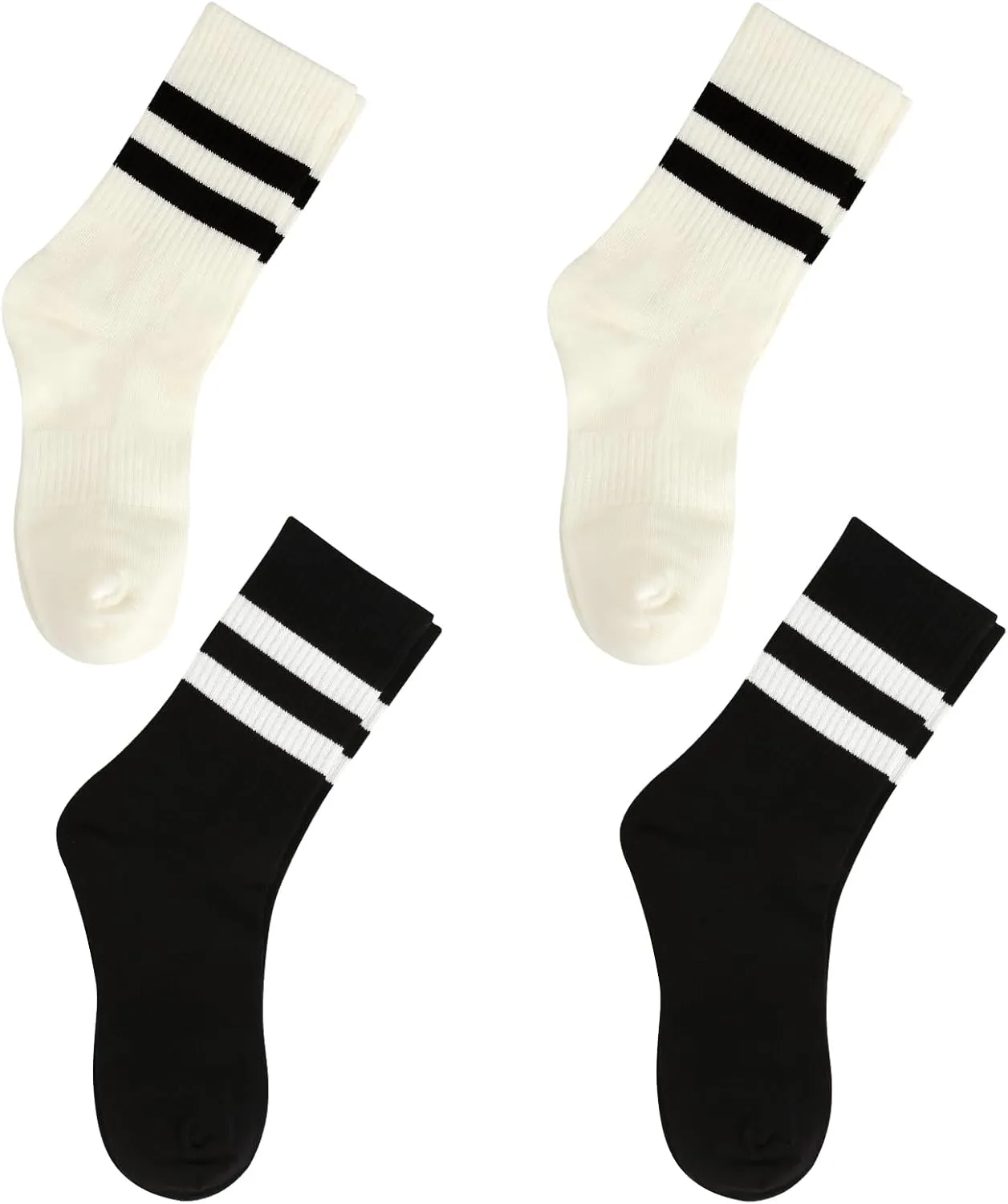 Crew Socks for Women - Seamless, 4 Pairs Cozy Cotton Socks, Casual Comfy Athletic Womens Socks, Size 6-9