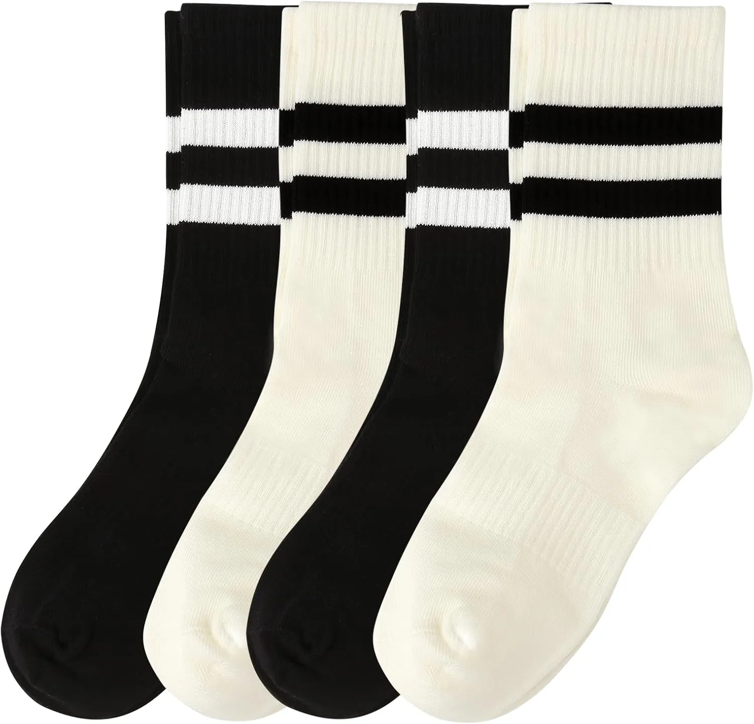 Crew Socks for Women - Seamless, 4 Pairs Cozy Cotton Socks, Casual Comfy Athletic Womens Socks, Size 6-9