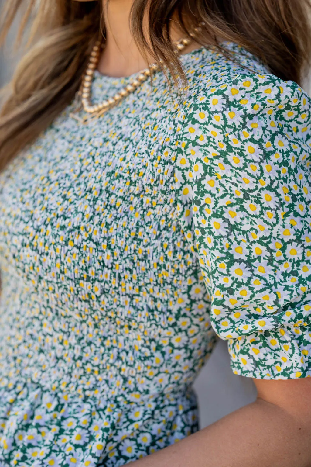 Daisies Ruched Top Midi Dress