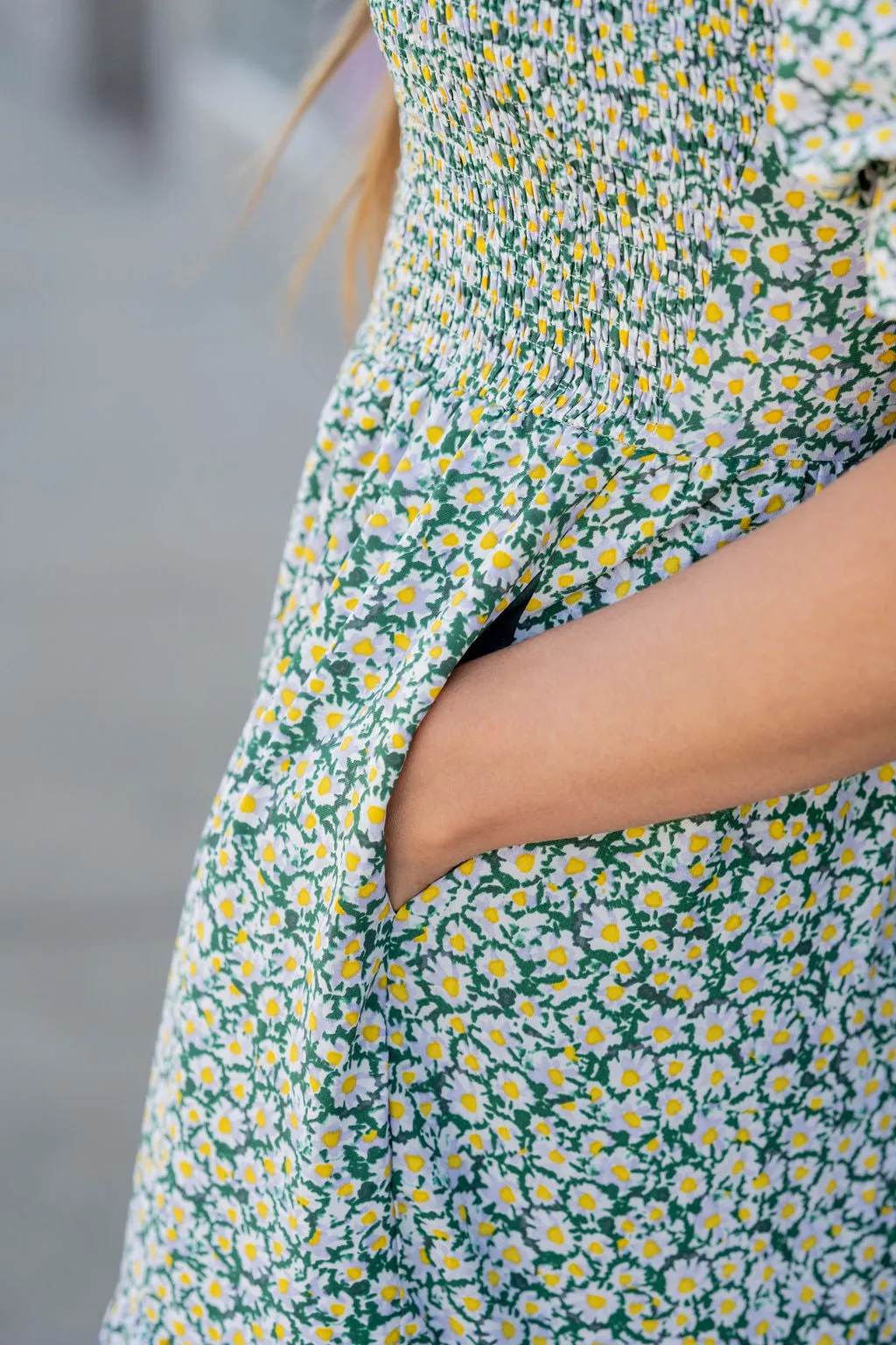 Daisies Ruched Top Midi Dress
