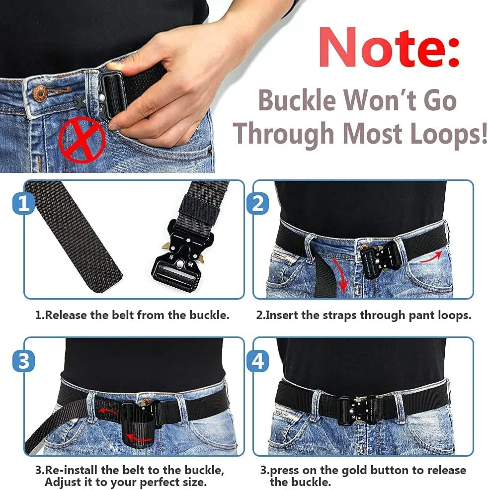 DOOPAI Tactical Belt for Men, Black Military Nylon Web with Quick Release Heavy Duty Buckle, Ideal for Work