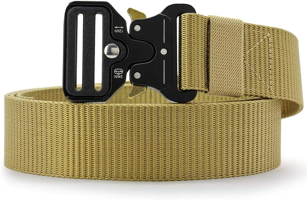 DOOPAI Tactical Belt for Men, Black Military Nylon Web with Quick Release Heavy Duty Buckle, Ideal for Work