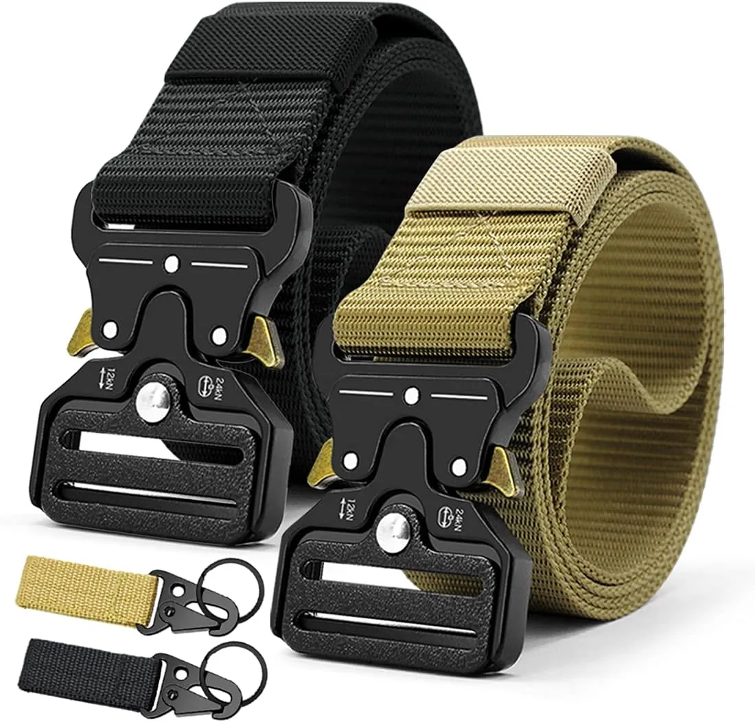 DOOPAI Tactical Belt for Men, Black Military Nylon Web with Quick Release Heavy Duty Buckle, Ideal for Work