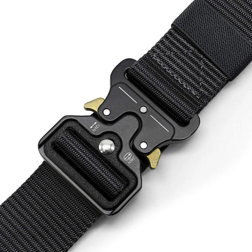 DOOPAI Tactical Belt for Men, Black Military Nylon Web with Quick Release Heavy Duty Buckle, Ideal for Work
