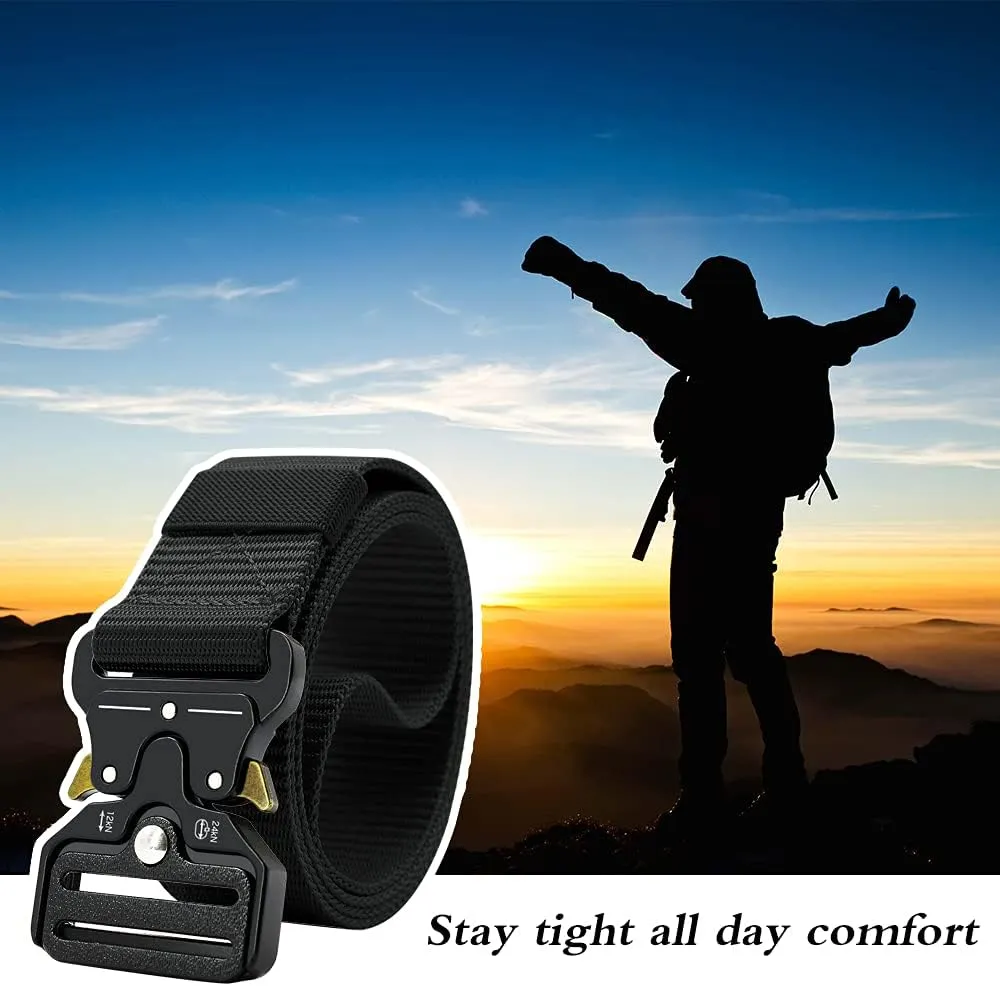 DOOPAI Tactical Belt for Men, Black Military Nylon Web with Quick Release Heavy Duty Buckle, Ideal for Work