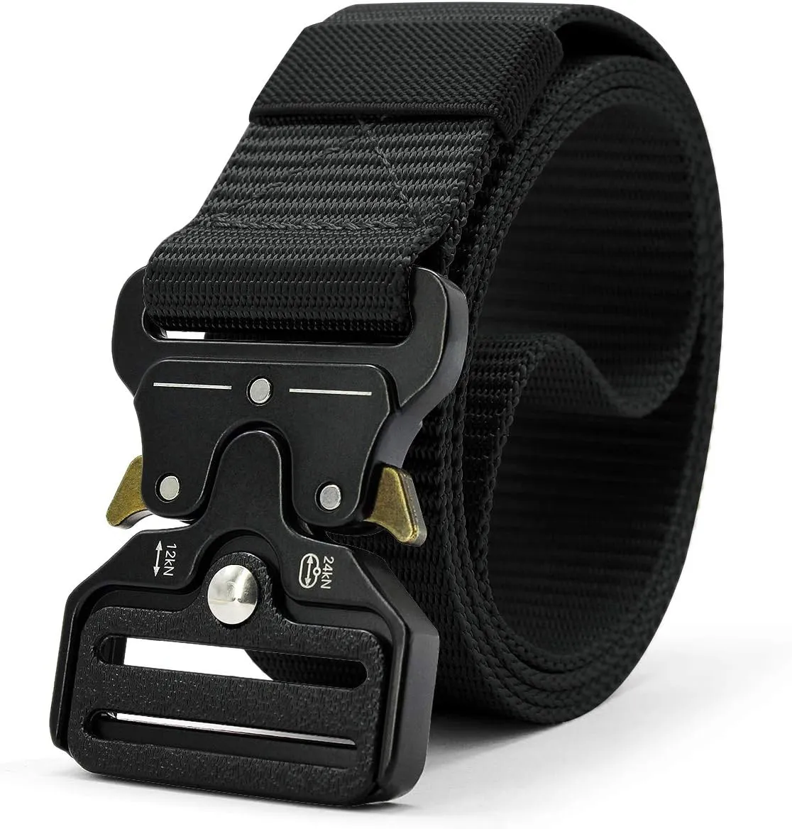 DOOPAI Tactical Belt for Men, Black Military Nylon Web with Quick Release Heavy Duty Buckle, Ideal for Work