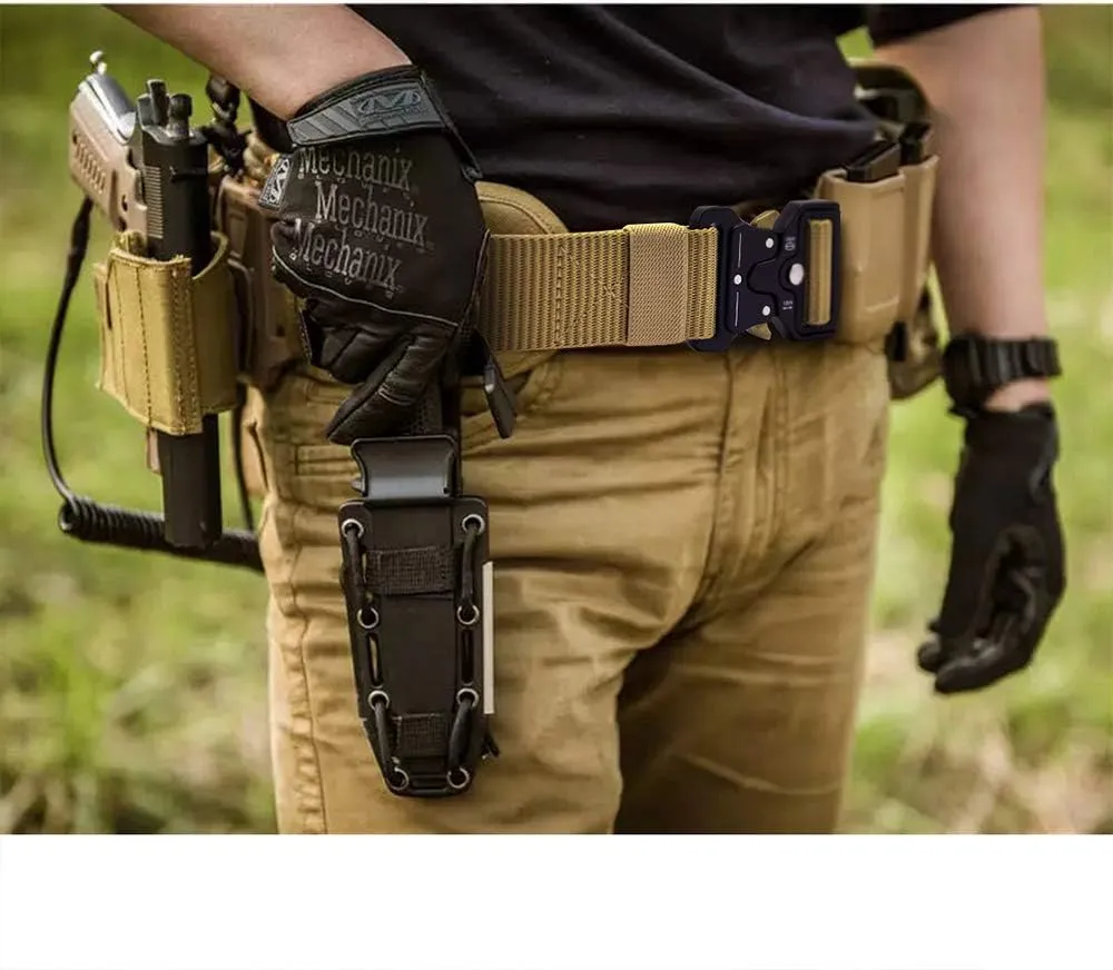DOOPAI Tactical Belt for Men, Black Military Nylon Web with Quick Release Heavy Duty Buckle, Ideal for Work
