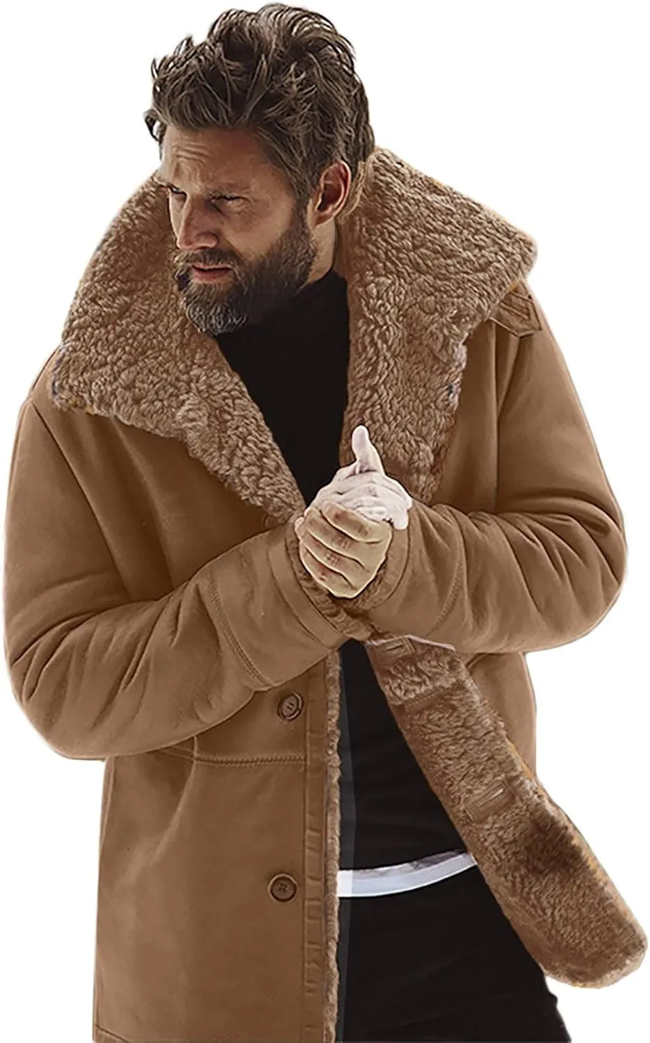 DuDubaby Vintage Jacket for Mens Men's Casual Hoodie Long Sleeve Sweatshirt Jacket Plush Jacket Sweater Top