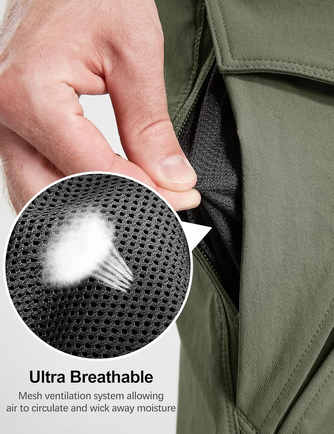 FREE SOLDIER Men's Tactical Water Repellent Ripstop Cargo Work Pants Men Hiking Nylon Spandex Trousers with 8 Pockets