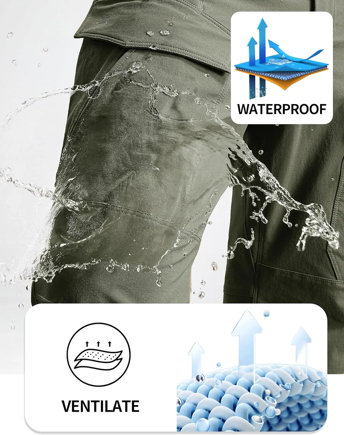 FREE SOLDIER Men's Tactical Water Repellent Ripstop Cargo Work Pants Men Hiking Nylon Spandex Trousers with 8 Pockets
