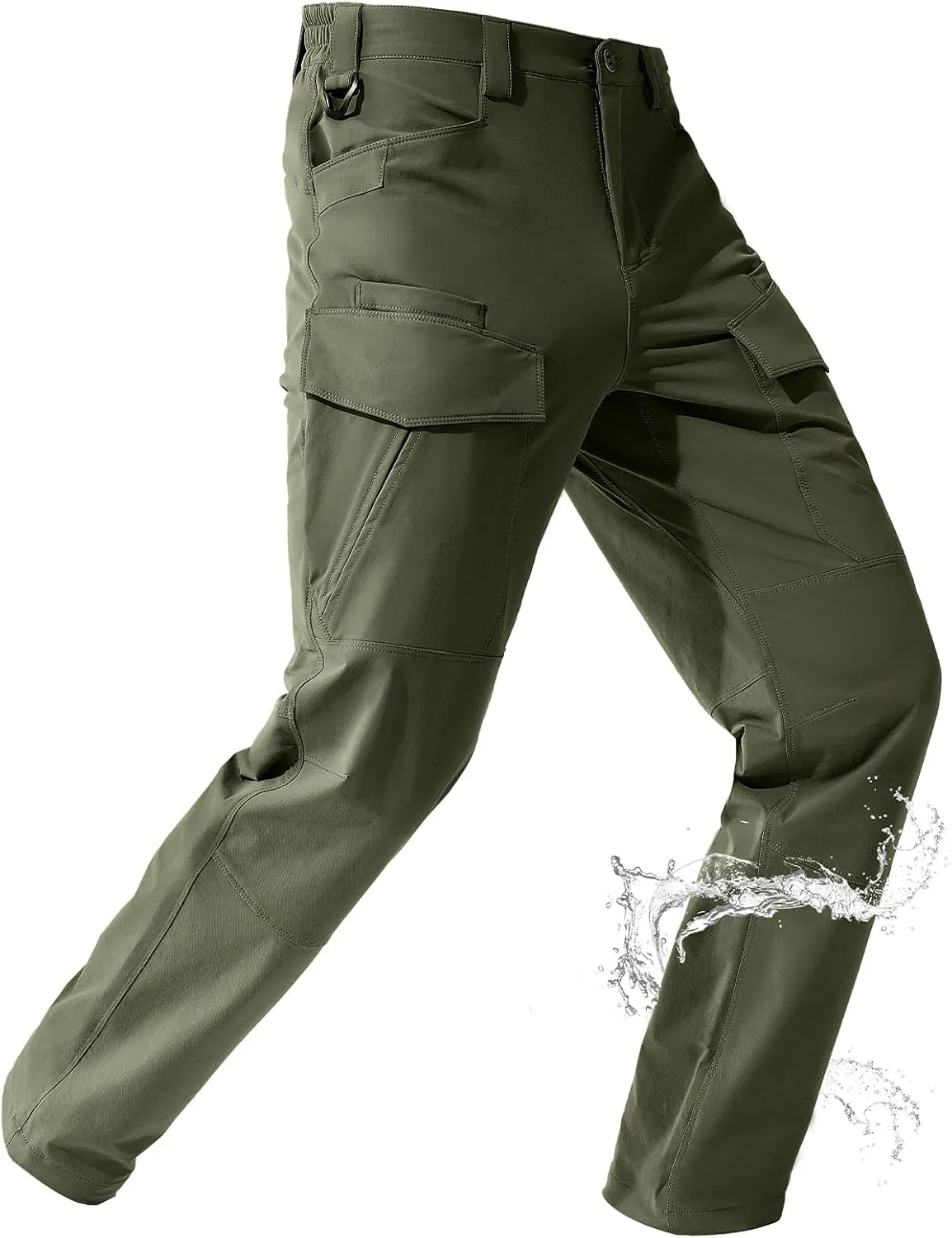 FREE SOLDIER Men's Tactical Water Repellent Ripstop Cargo Work Pants Men Hiking Nylon Spandex Trousers with 8 Pockets