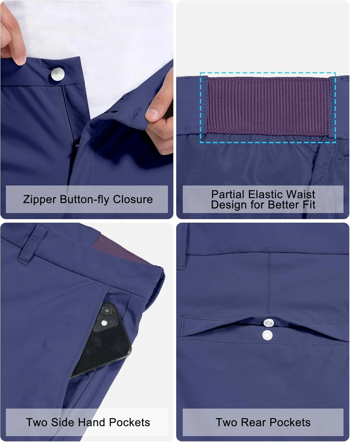 Golf Pants for Men Stretch Dress 30"/32"/34" Pants Quick Dry Lightweight Slacks Trousers for Business Casual Travel