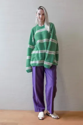Green Striped Sweater in Mohair Blend