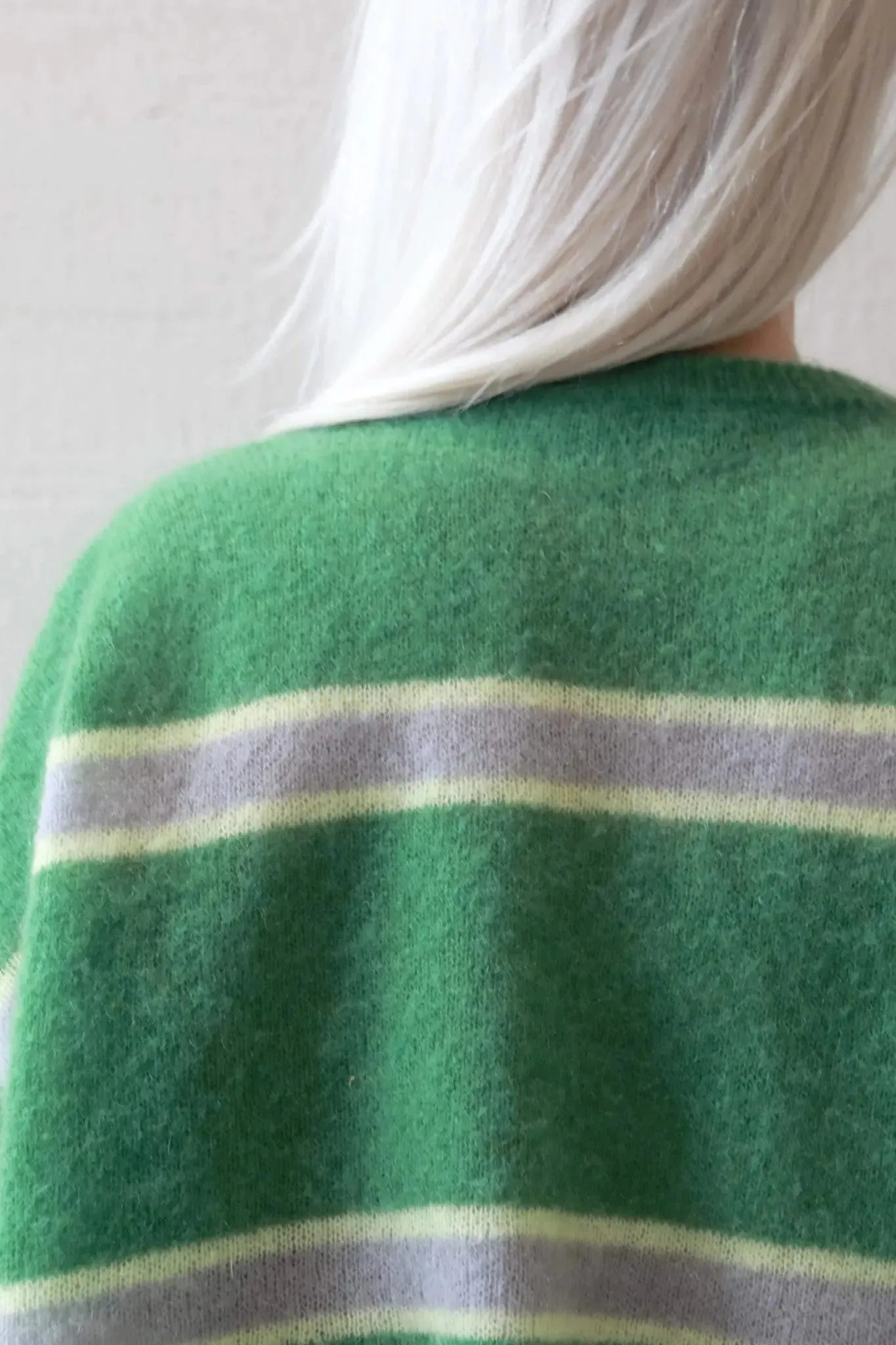 Green Striped Sweater in Mohair Blend