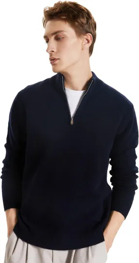 GreenMount Men's Quarter-Zip Sweater Cashmere Soft Long Sleeve Mock Neck Pullover Sweater Casual Sweater for Men