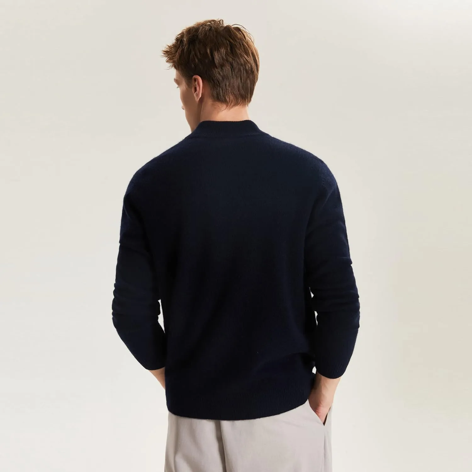GreenMount Men's Quarter-Zip Sweater Cashmere Soft Long Sleeve Mock Neck Pullover Sweater Casual Sweater for Men