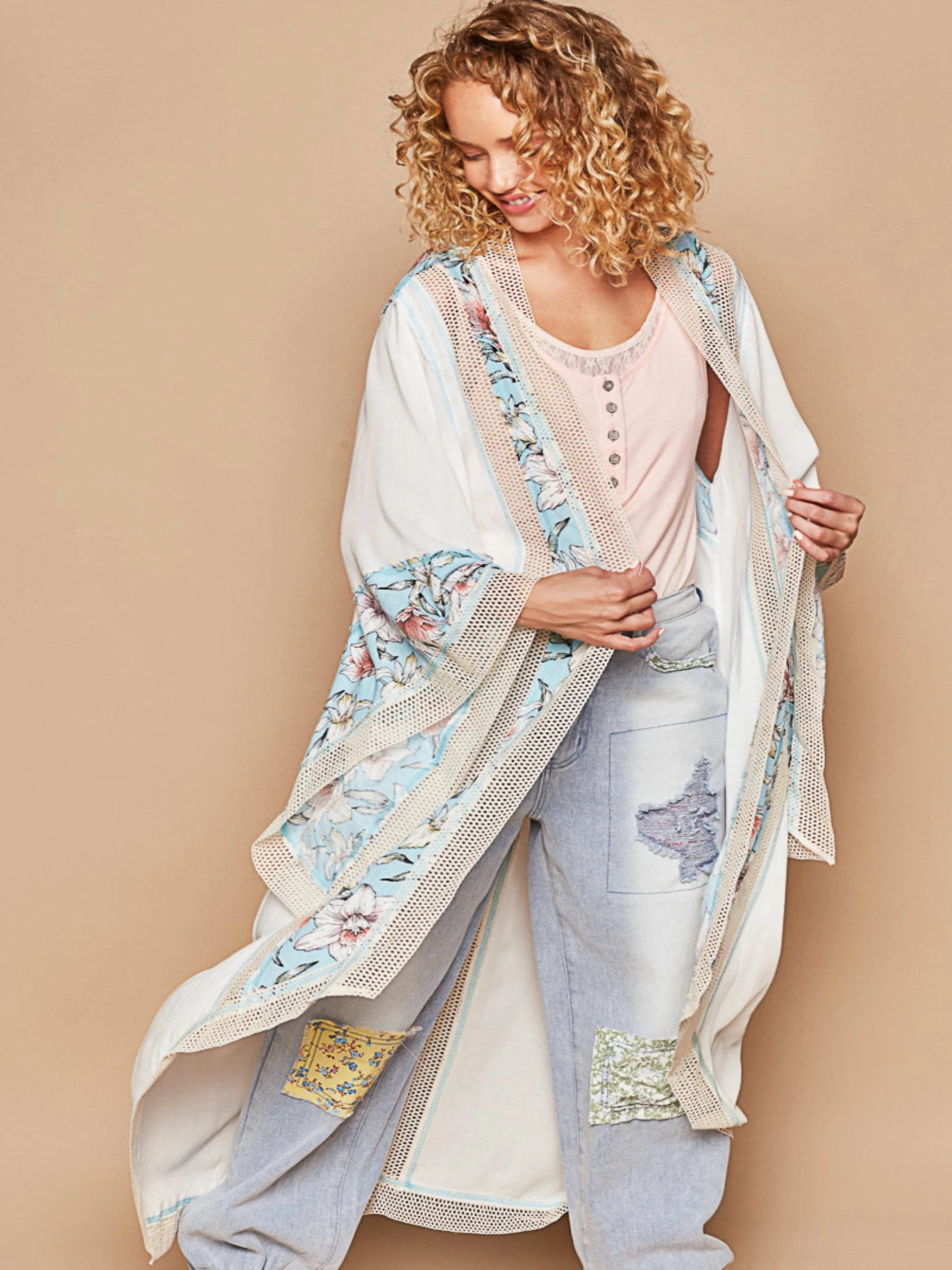 Lacey Woven Long Cardigan