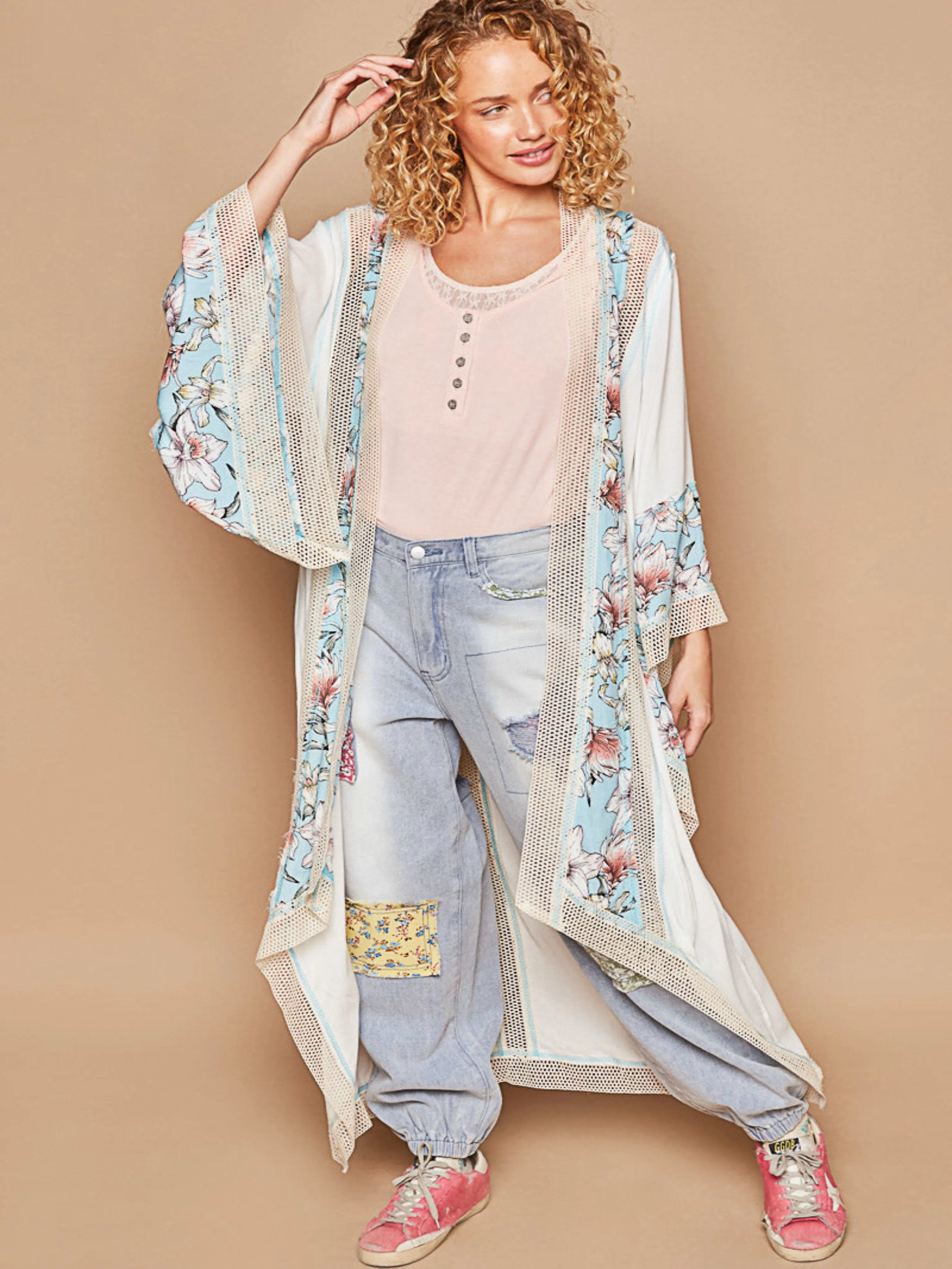 Lacey Woven Long Cardigan