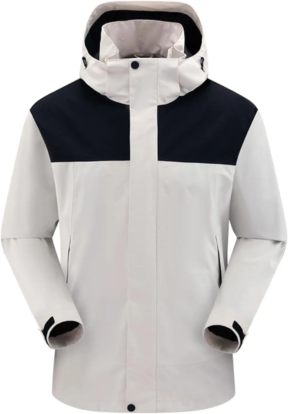Lightweight Rain Jacket Men Full-Zip Winter Jacket Waterproof Hooded Fleece Athletic Jacket, Outdoor Windproof Jacket