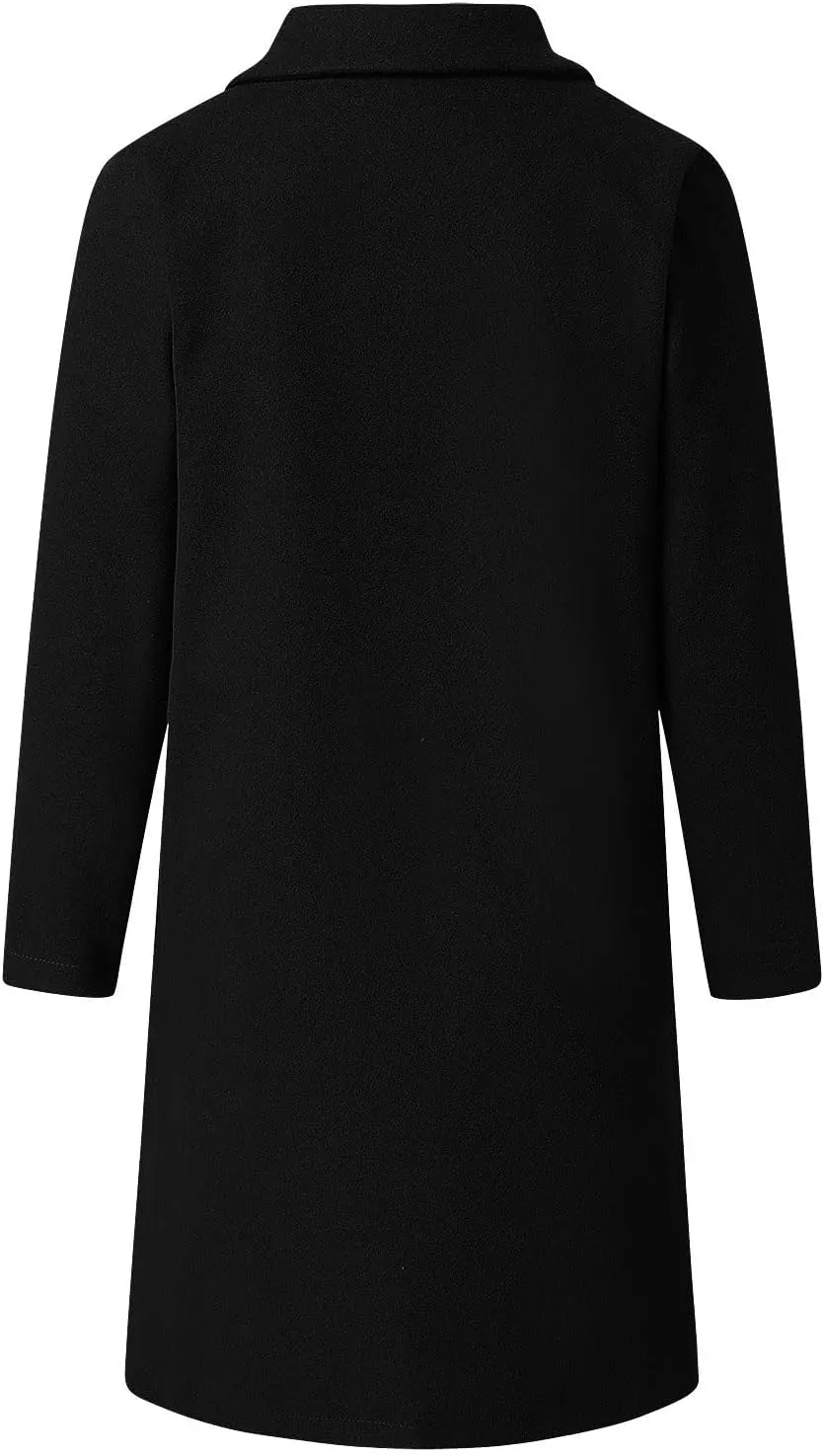 Long Trench Coat for Women Casual Button Down Jackets Trendy Lapel Neck Casual Jacket Fall 2023 Outerwear