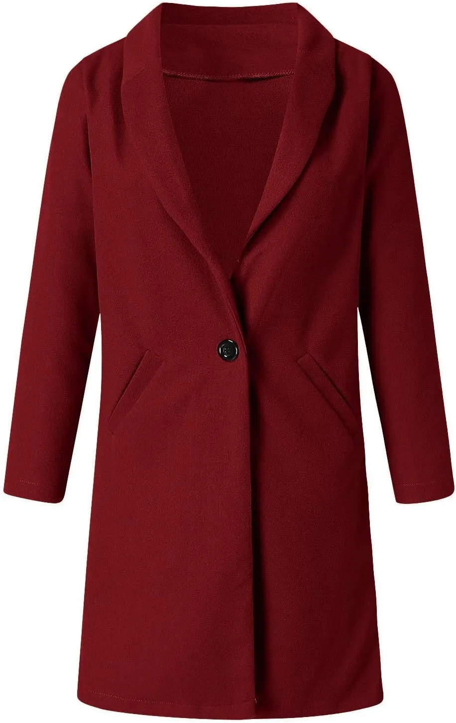 Long Trench Coat for Women Casual Button Down Jackets Trendy Lapel Neck Casual Jacket Fall 2023 Outerwear