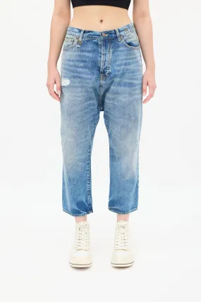 Medium Wash Bain Distressed Tailored Drop Jeans