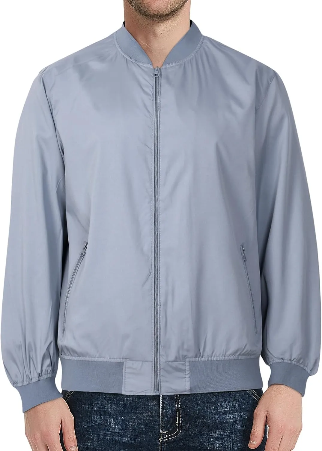 Men's Lightweight Bomber Jacket Spring Fall Causal Fashion Flight Windbreaker Golf Light Jacket Windproof Zip Up Coat