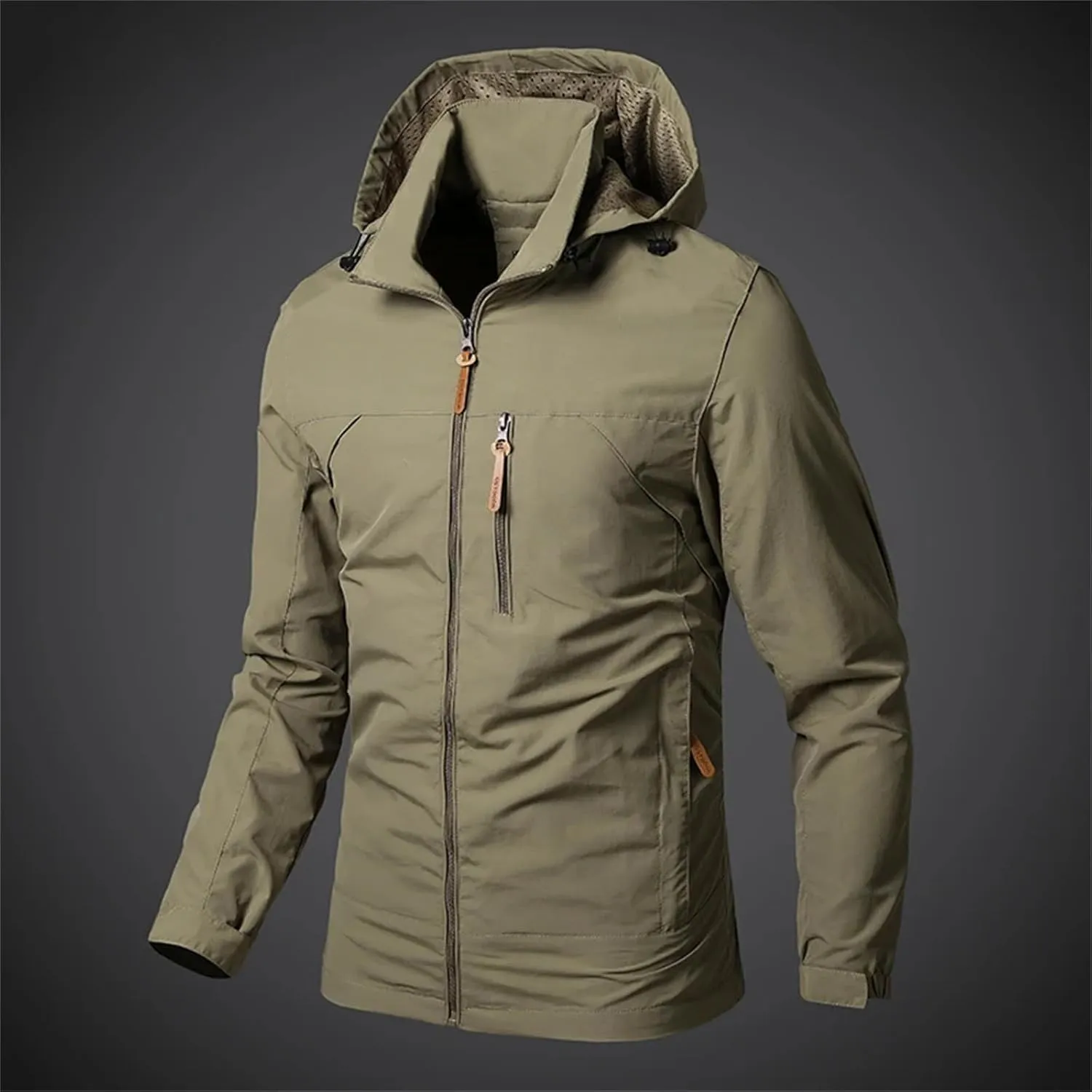 Men's Lightweight Breathable Rain Jacket Windbreaker Windproof Rain Hooded Jackets Outdoor Running Coat for Travel