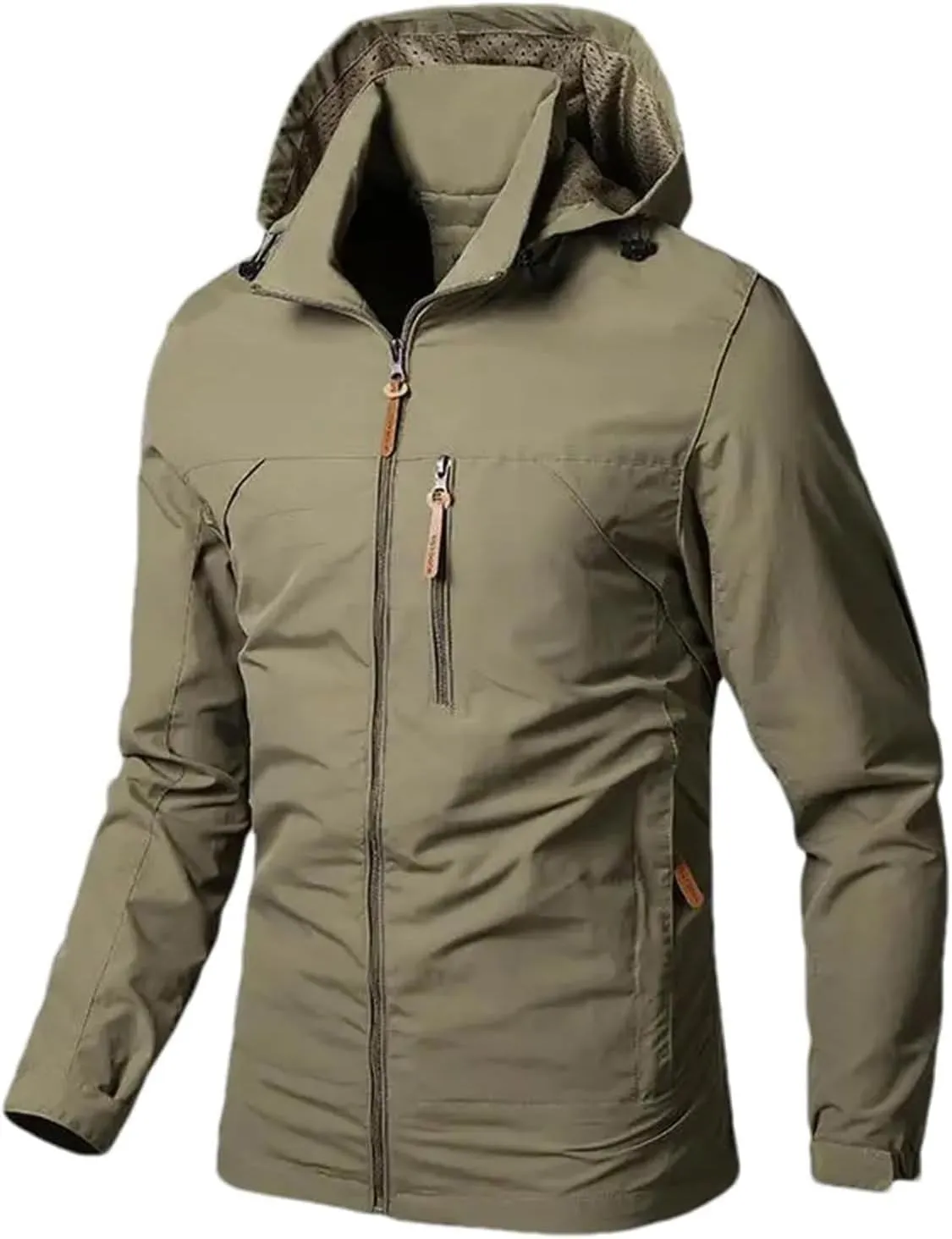 Men's Lightweight Breathable Rain Jacket Windbreaker Windproof Rain Hooded Jackets Outdoor Running Coat for Travel