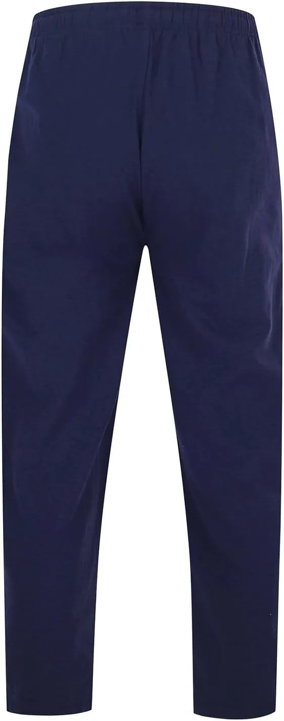 Men's Linen Pants Casual Drawstring Waist Breathable Lightweight Linen Pants Baggy Straight-Legs Trouser with Pockets
