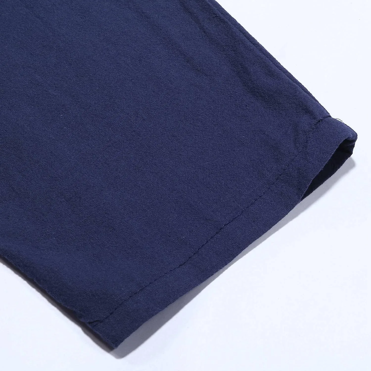 Men's Linen Pants Casual Drawstring Waist Breathable Lightweight Linen Pants Baggy Straight-Legs Trouser with Pockets