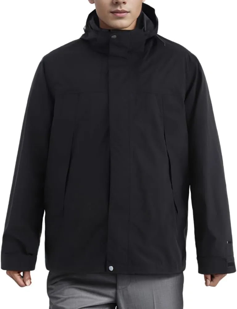 Men's Rain Jacket Outdoor Windbreaker Rain Coat Breathable Windproof Rain Suit Hooded Softshell Jacket