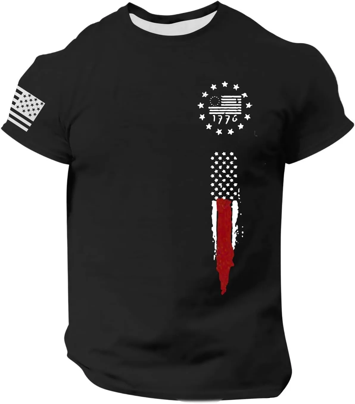 Men's Shirt Sleeve 1776 USA Flag Graphic Dry Fit Cotton Breathable T-Shirts American Shirts