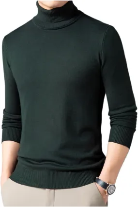 Men's Solid Color Premium Cashmere Sweater Winter Turtleneck Cashmere Sweater Soft Slim Fit Pullover Top